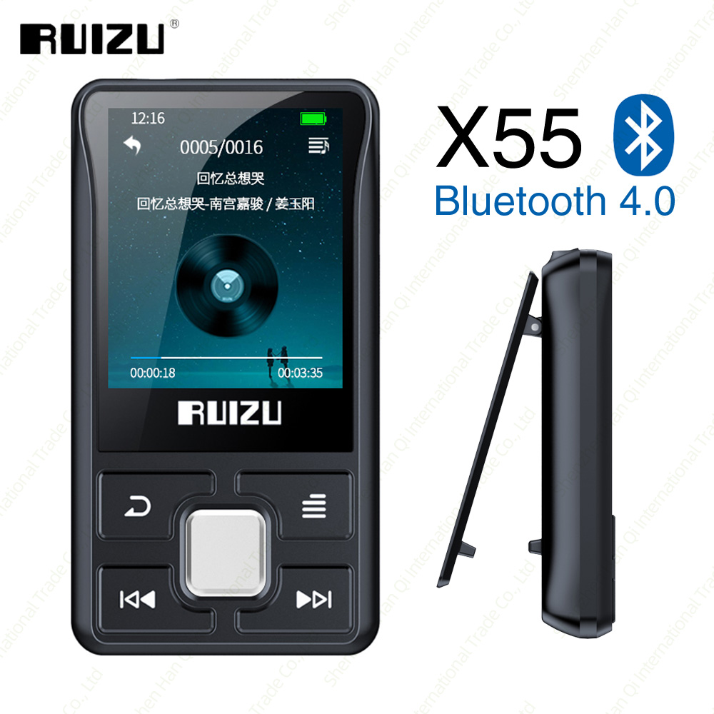 RUIZU-REPRODUCTOR DE música funcional X55 Clip Sport, portátil, con Bluetooth, MP3, 8GB, pantalla a Color, compatible con tarjeta TF, FM, grabación HD,