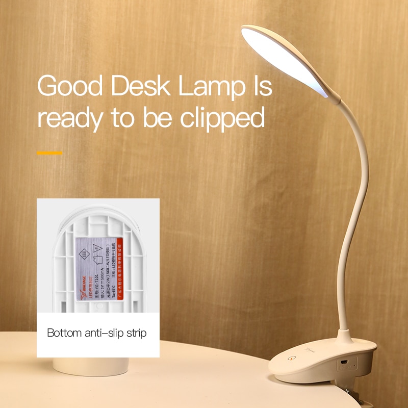 USB bureaulamp tafellamp bureau lamp Klem desk lamp flexo leeslamp 3 modi Table Lamp 1200 mAh 18650 Oplaadbaar aanraken 7000K