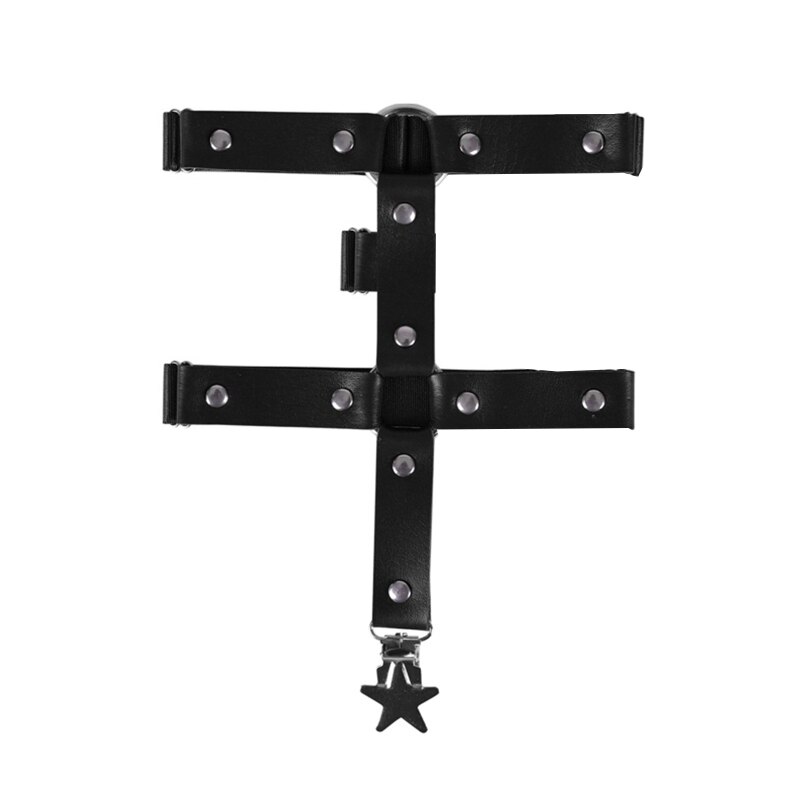 Girl Leg Chain Punk Leg Garter Belt Thigh Chains Black Body Chain Festival Rave Body Chain with Five-pointed Star Decor: Default Title