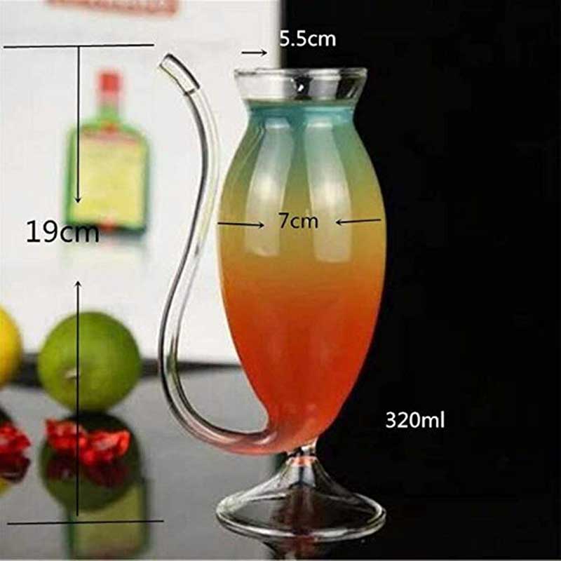 2 stk bægerglas krus med sugerør hjemme fest bar drikkeglas juice vin cocktail champagne glas 200/320ml