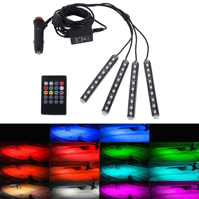 LED Ambient Light Car Accessories Interior Light Car Styling Decorative LED Ambient Light Music Control Practical: 9 LED