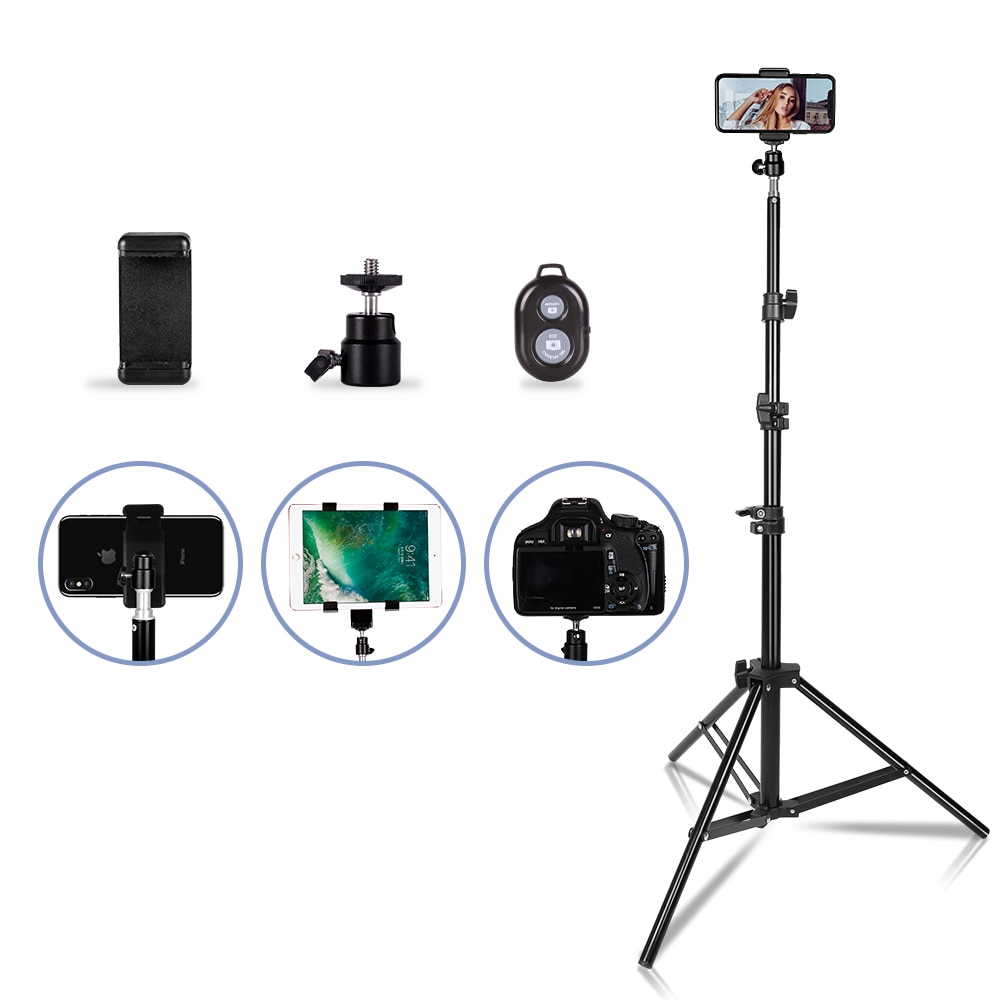 1/4 Screw Head Selfie Stick Tripod Extendable Tripod Stand with Bluetooth Remote for Digital Camera Phone Heavy Duty Aluminum