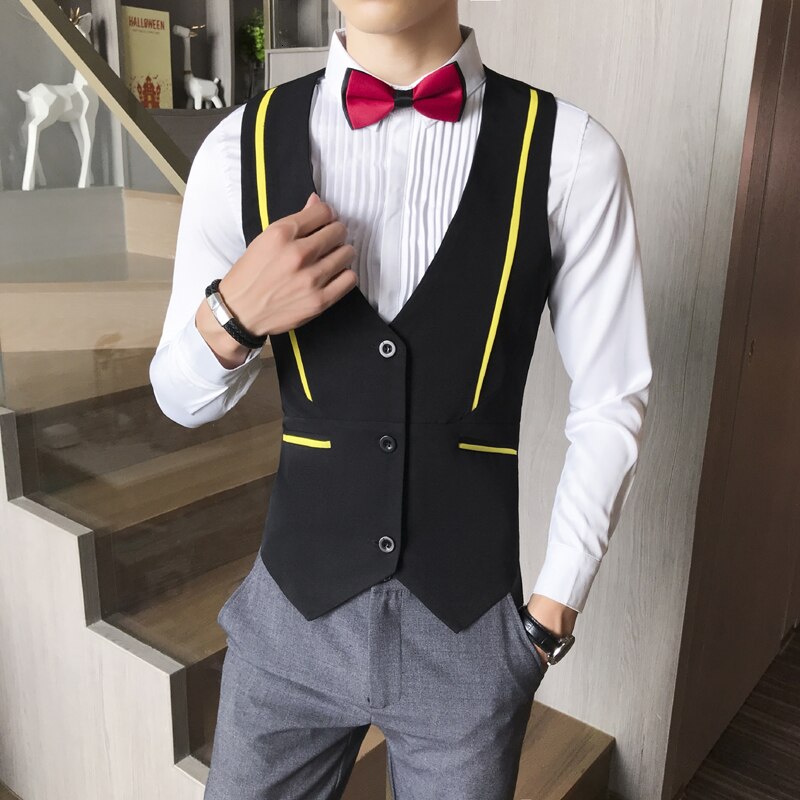 Chalecos de vestir de Para Hombre, traje ajustado informal, chaleco, camarero, club nocturno, trajes con chaleco, chaleco Para Hombre