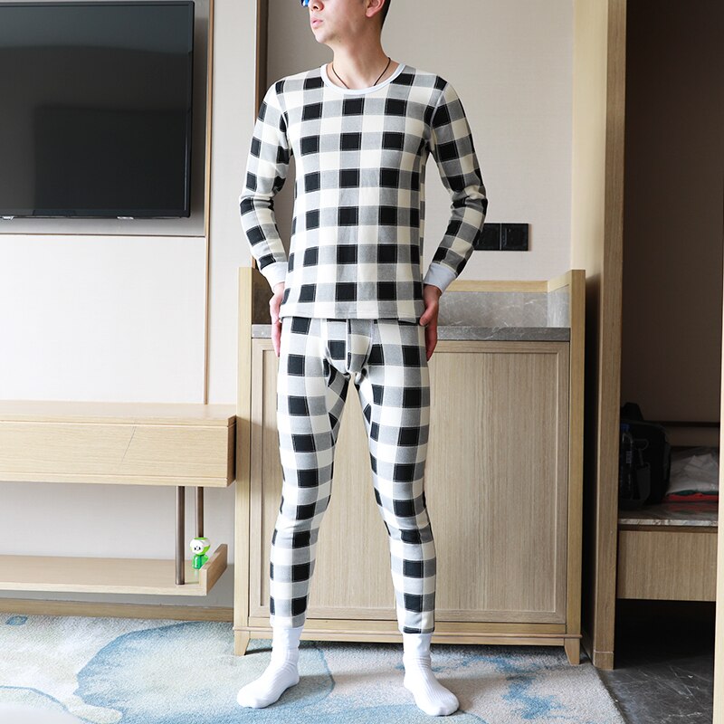 Lange johns sæt mænd undertøj leggins mænd pantalon termico termico string homme herre nattøj pyjamas termisk undertøj mænd: Sort / L