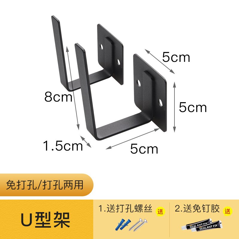 Prateleira de cozinha de aço inoxidável preto fixado na parede punch-livre tigelas titular pratos pote capa tempero armazenamento rack de suspensão prateleira: U shape rack