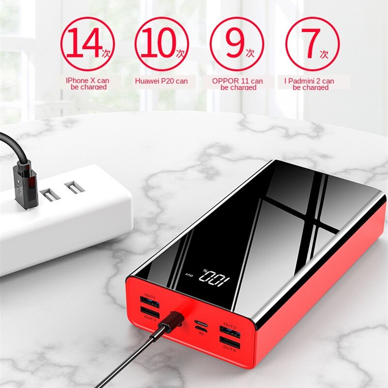 80000mAh Power Bank Portable Fast Charging High Capacity with 4USB Travel Outdoor Phone Charger for iPhone Xiaomi Samsung