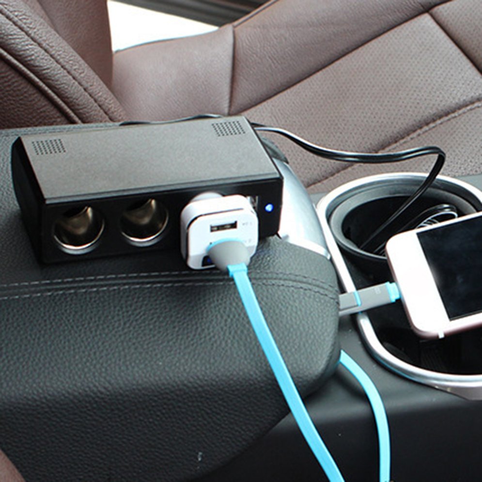 Bil 24v to 12v omvandlare lastbil tryckreducerare bil en minut tre cigarettändare en för tre dubbla usb billaddare