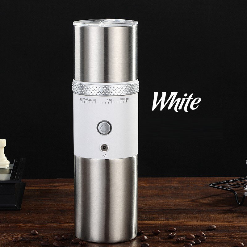 Stainless Steel Coffee Grinder USB Rechargeable Electric Coffee Cup Ffice Home Automatic Coffee Machine Kitchen Coffe Grinder: 01 white