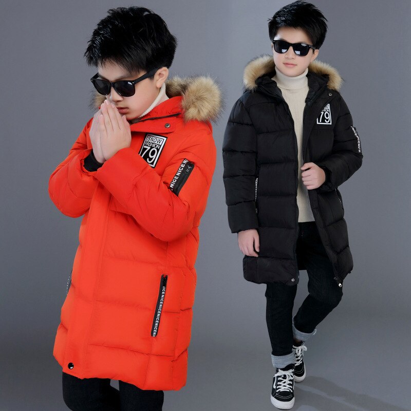 Chaqueta de invierno para niños y adolescentes, abrigo informal grueso y cálido con capucha, abrigos largos de plumas para niños de 4 a 12 años, novedad de