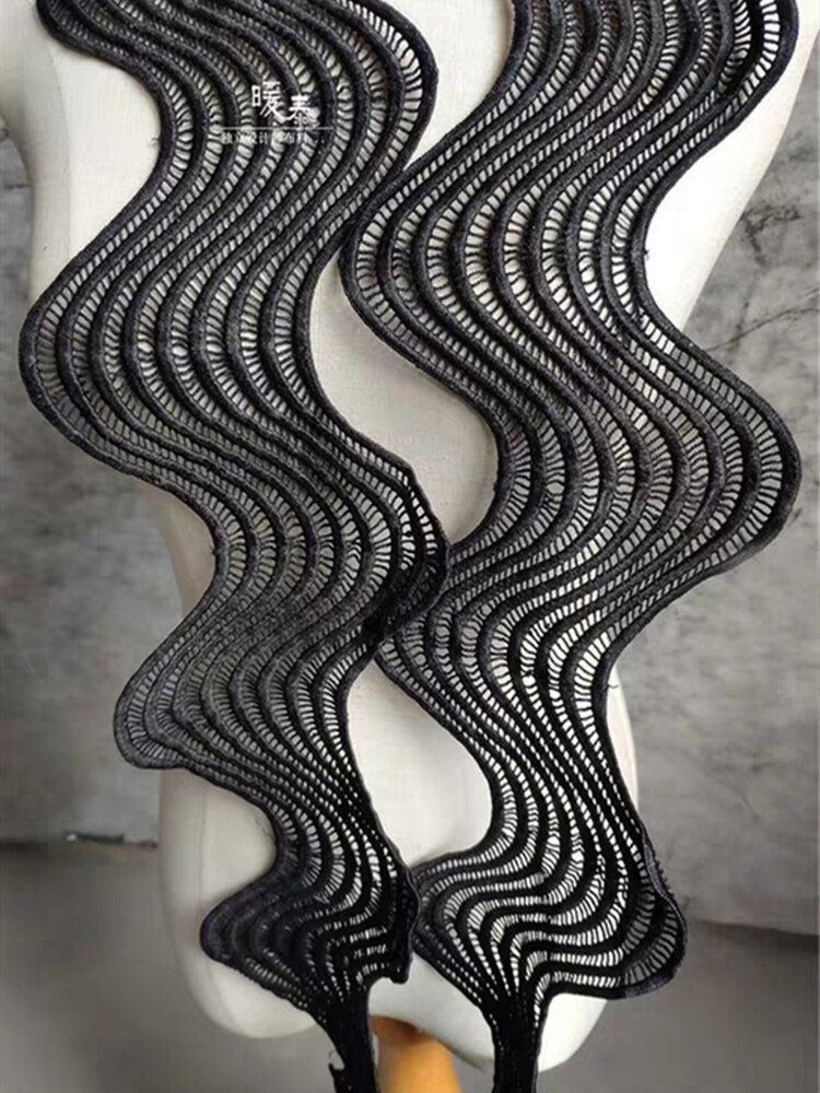 Lazo negro bordado encaje adorno francés refinamiento lazo DIY vestido Collar boda decoración artesanal accesorio
