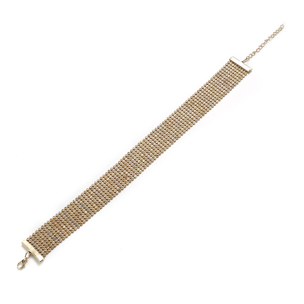 Rhinestone Choker Ketting Vrouwen Crystal Choker Verklaring chocker kraag mode sieraden: gold