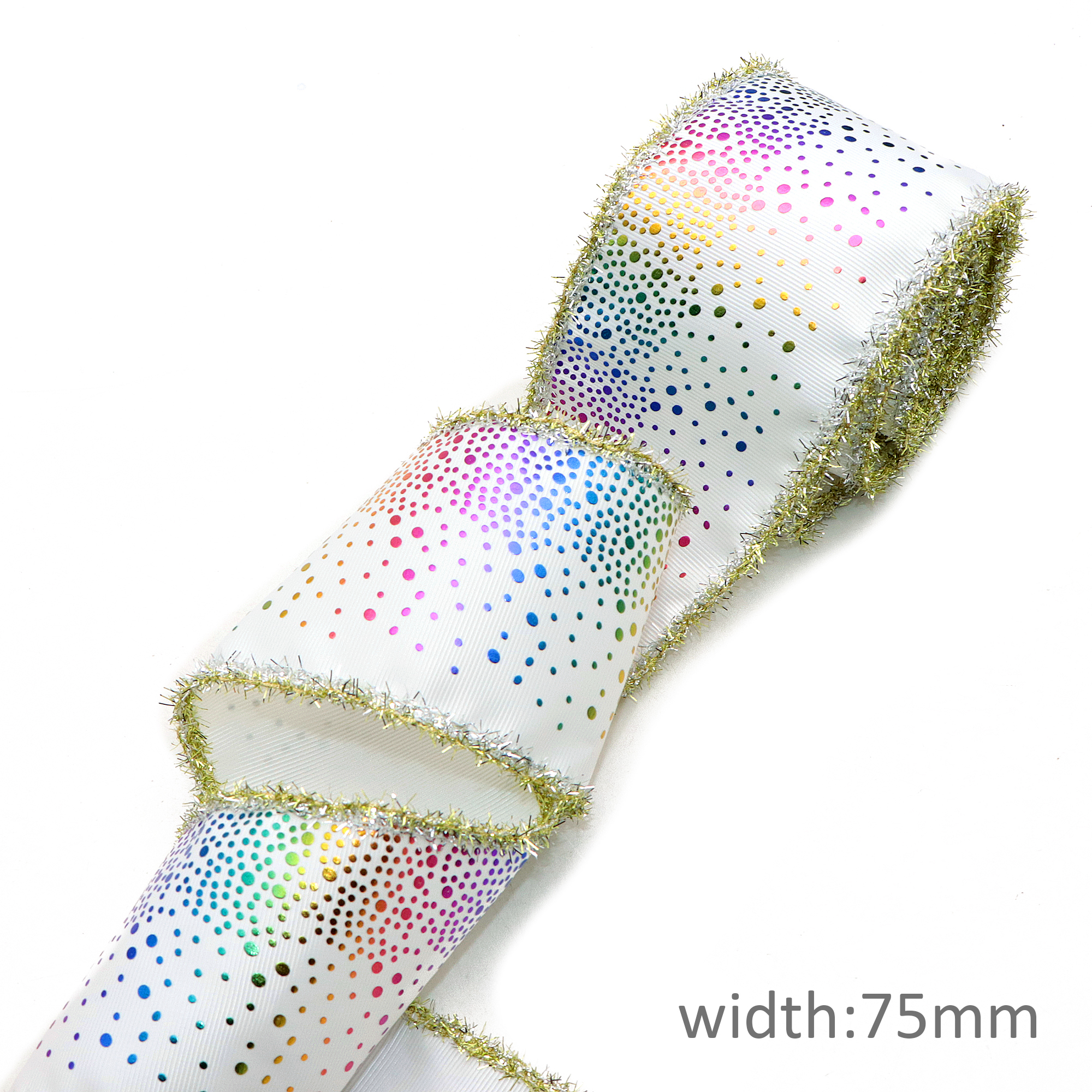 75MM 2Yard/roll Christmas Geometric Grosgrain Ribbon with Tinsel Edges For Burlap Wreaths Hairbows Accessories,2Yc20400: 1145887003