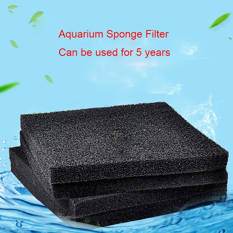 Espuma de filtración negra de 40cm x 30cm x 1cm, filtro bioquímico para acuario, almohadilla de esponja, espumadera, tanque de suministro de esponja de tiempo de uso largo