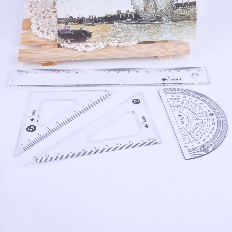 4 pcs/set Transparent Plastic Ruler Set Stationery For School Math Geometry Set Student Drawing Stationeries Office Supplies