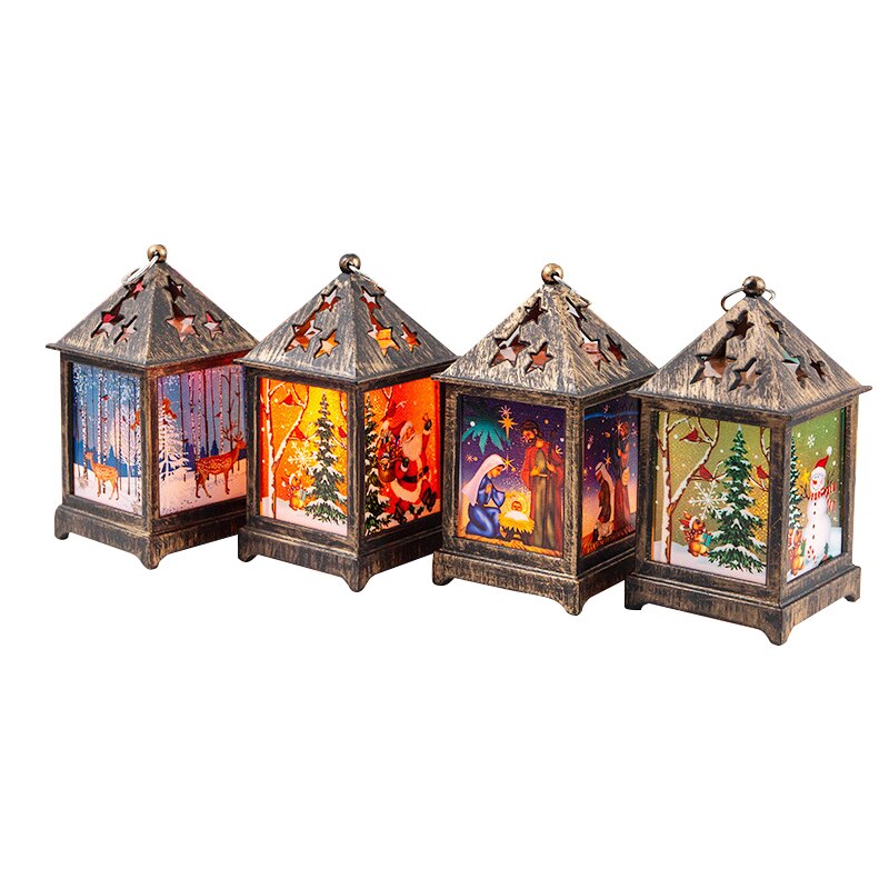 Christmas Elderly Snowman Night Light Retro Wind Lantern Christmas Decorations Desktop Decoration Lights