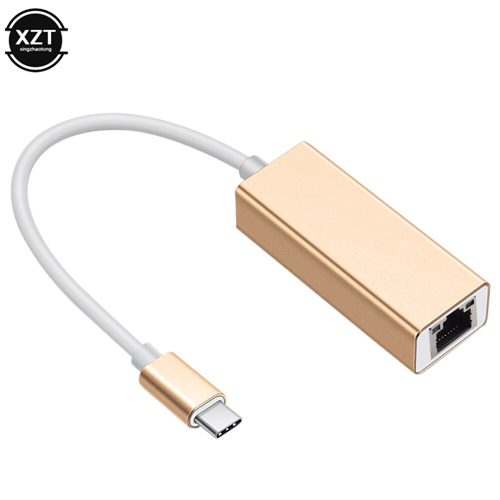 External USB Type C to rj45 Ethernet Lan Adapter Network Card Type-C rj45 adapter for MacBook Windows 7/8/10 Laptop 10/100/1000M: Gold