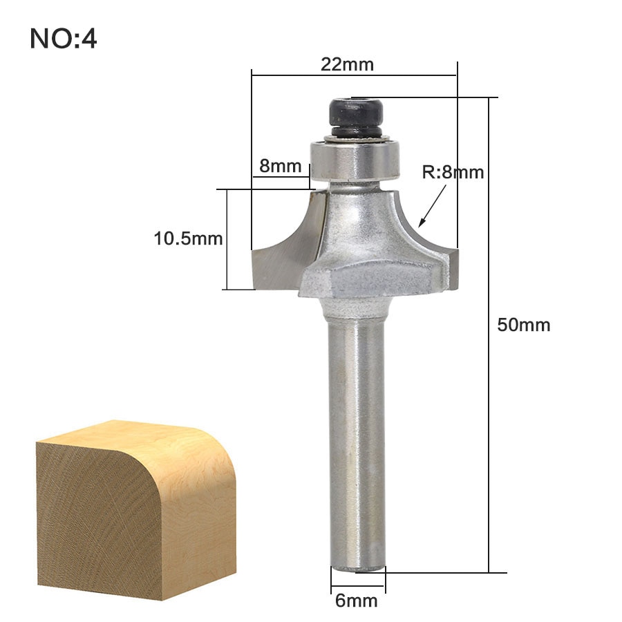 1 stk/sæt rundbor med leje 6mm skaft svalehalefræser bit fræser træbearbejdning