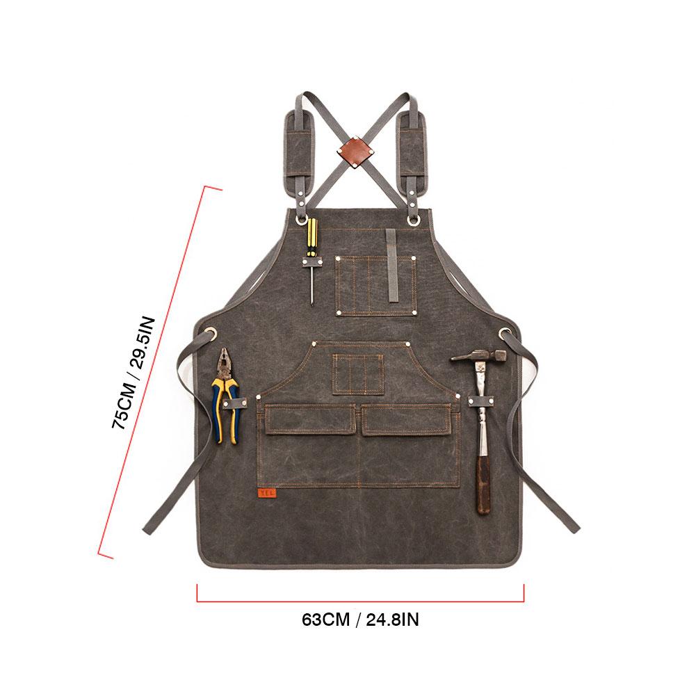Tool Apron Adjustable Neuter Waxed Canvas Heavy Duty Utility Apron With Pockets For Woodwork Room Craft Workshop