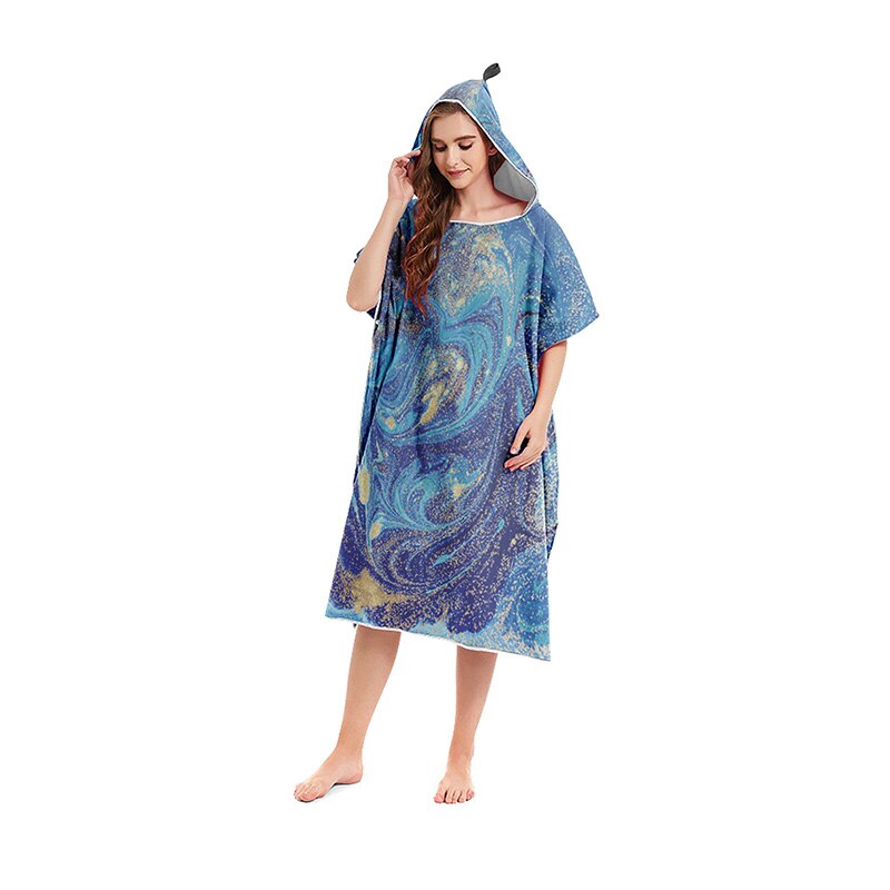 Microfiber Bath Towels Marble Pattern Changing Beach Poncho Hooded Bathrobe Cloaks for Swimming Pool Gym Fitness Bath Towels: 09A