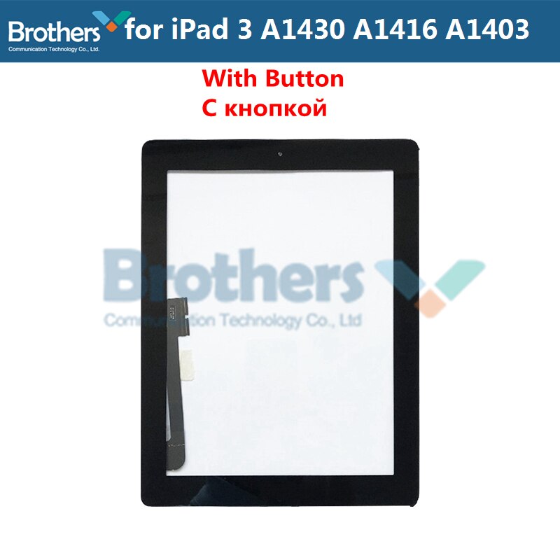 9.7 For iPad 3 A1416 A1430 A1403 Touch Screen Digitizer Sensor Glass Panel Tablet Replacement For iPad 3 Screen With Home Button: Black with Button