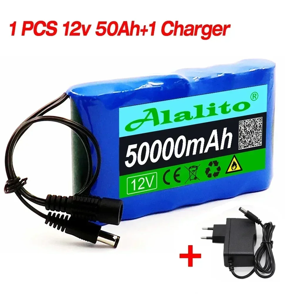 Rechargeable Battery Portable For Electronic Types LED Lamp Light Backup Power18650 12V 50000mAh 3S2P Lithium Ion Battery Pack: black