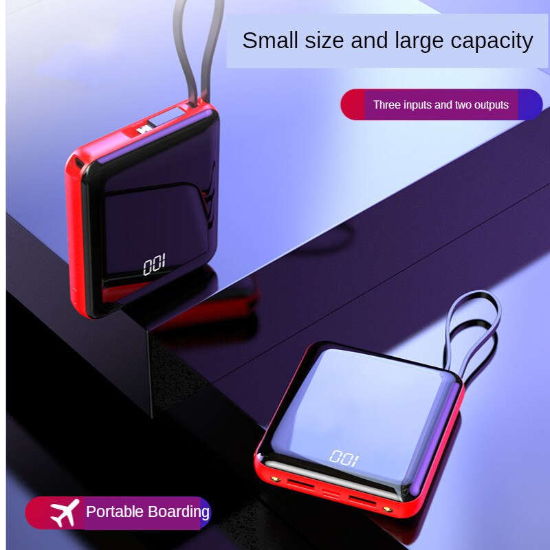 Mini batterie externe portable 20000mAh double USB avec lumière