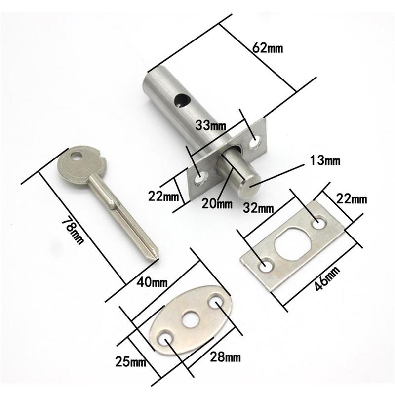 1 Set Door Rack Bolts Dead Bolt Lock Star Key Security Key Bolt Spare Tool Door Strong Hardware Iron For Home L9B3