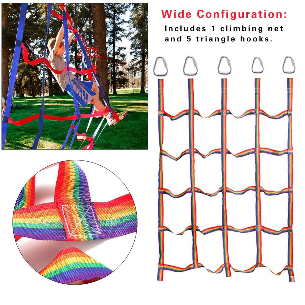 Outdoor Rainbow Ribbon Children's Climbing Net sturdy nylon Physical Athletic Competitive Training Net For Fitness Training