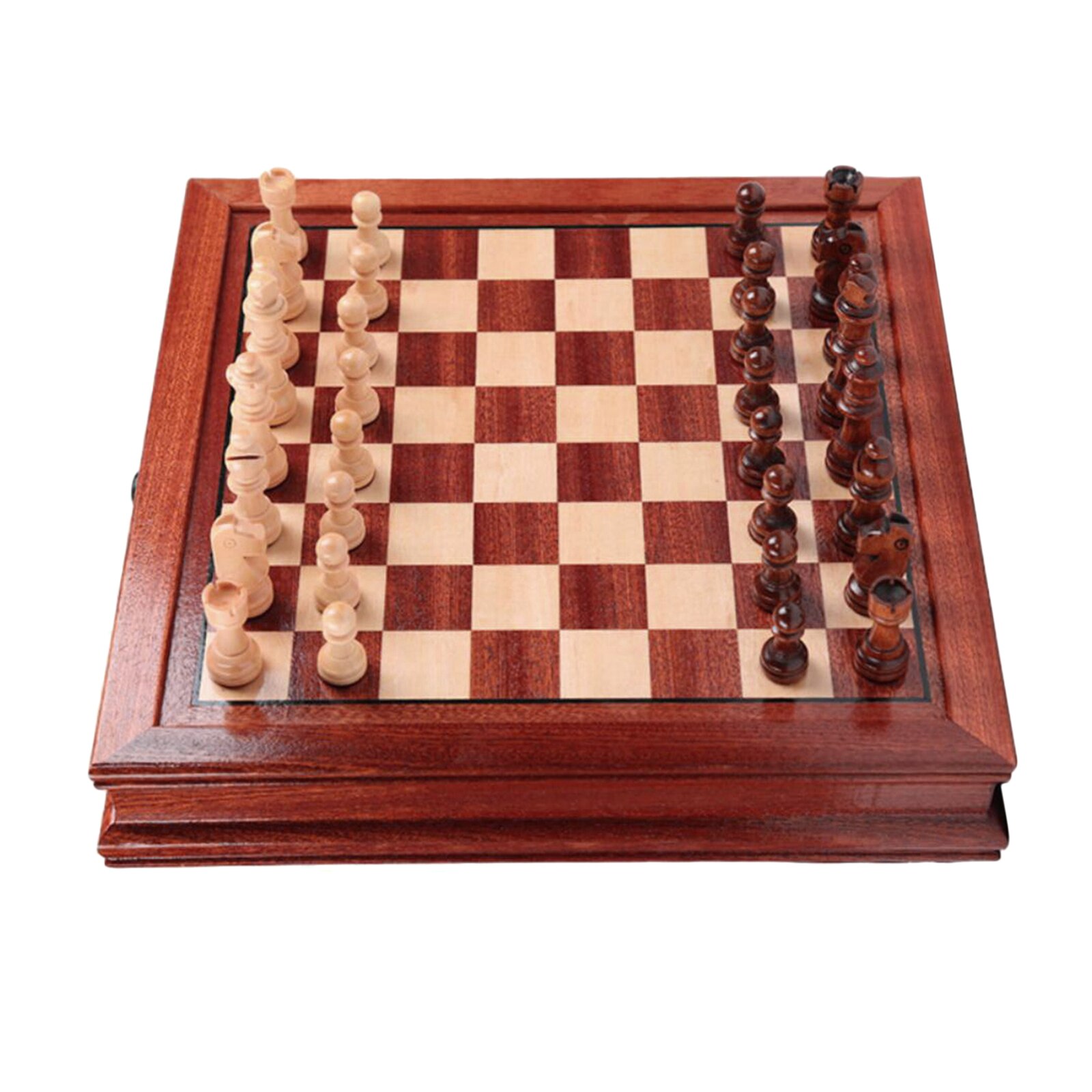 12.6" Chess Wooden Set Drawer Chessboard Handcrafted Pieces Wood Board