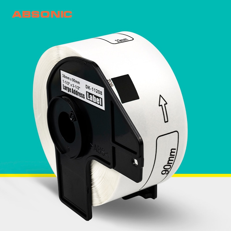 Absonic DK-11208 DK Series Thermal Paper 38mm*90mm Compatible for Brother QL Label Printer White Paper DK 11208 QL-500 QL-550