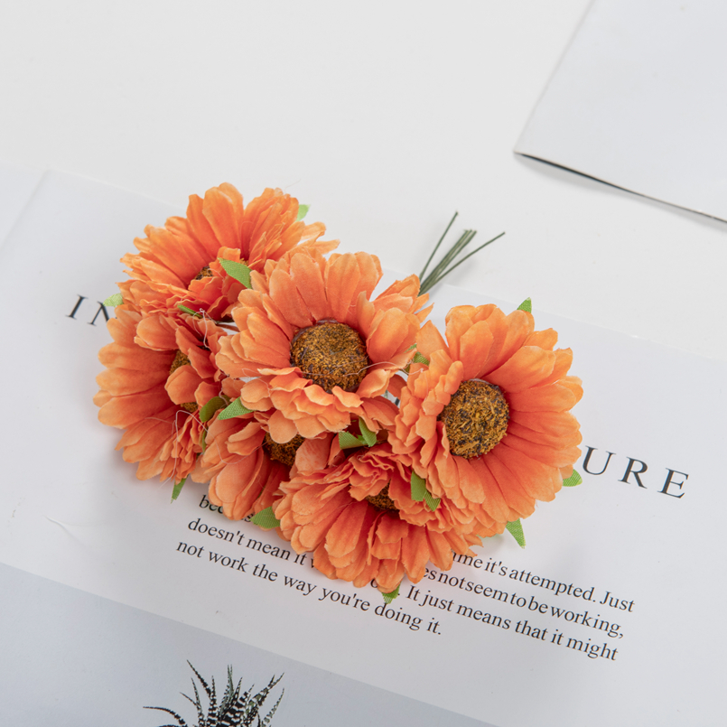 Kunstige blomster festival hjemdekorasjoner rom bryllup dekorativ krans silke tusenfryd gerbera gjør-det-selv-eske utklippsbok bil: Xs / Oransje