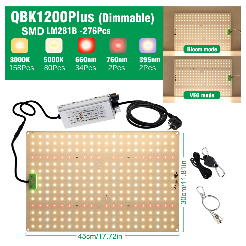 Luz LED de cultivo de espectro completo LM281B con espectro ajustable para iluminar plantas en diferentes etapas de hidroponía de invernadero: green / US