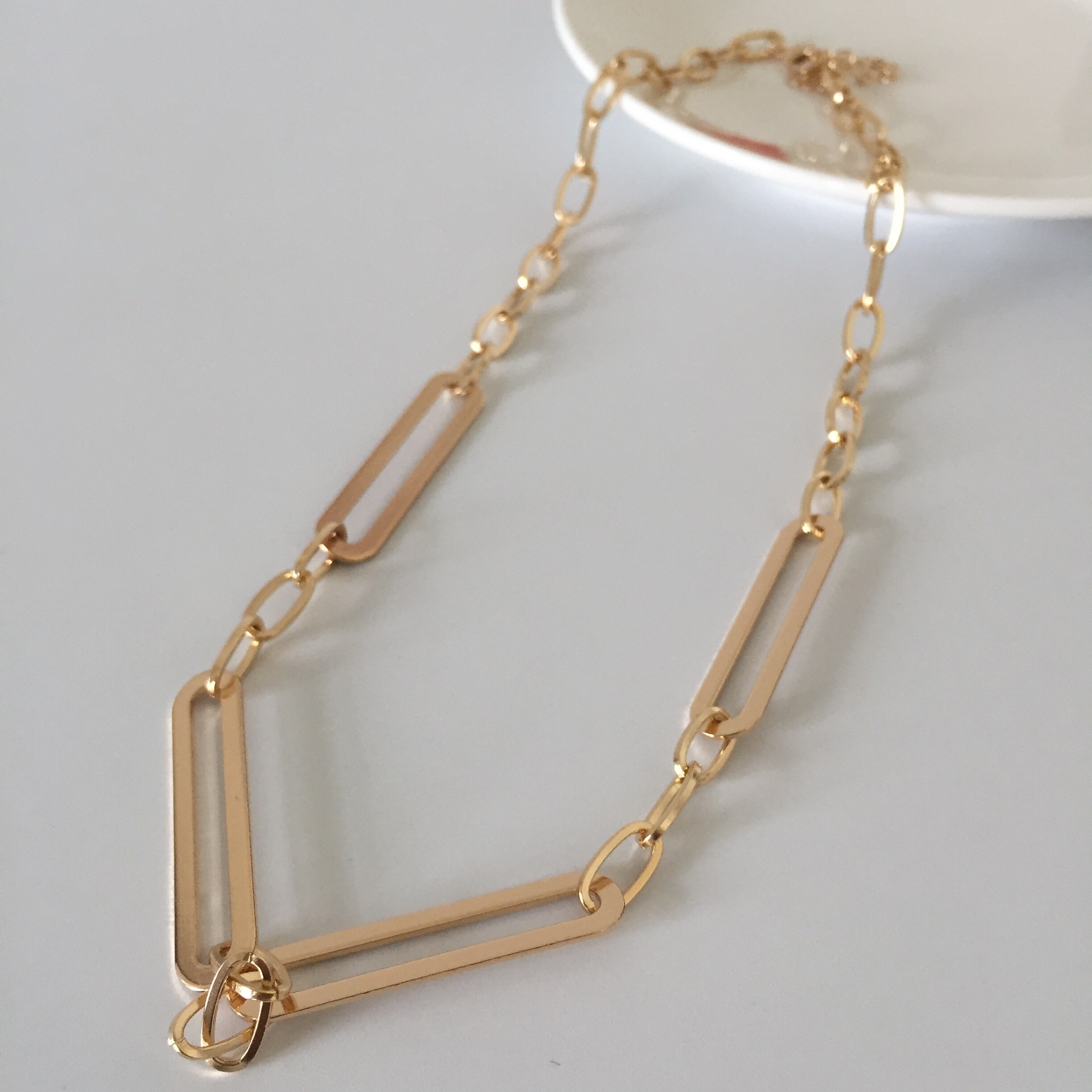 F/W Trend Chic Goud Kleur Plating Grote Link Wide Collier Voor Unisex Unieke Boho stijlvolle