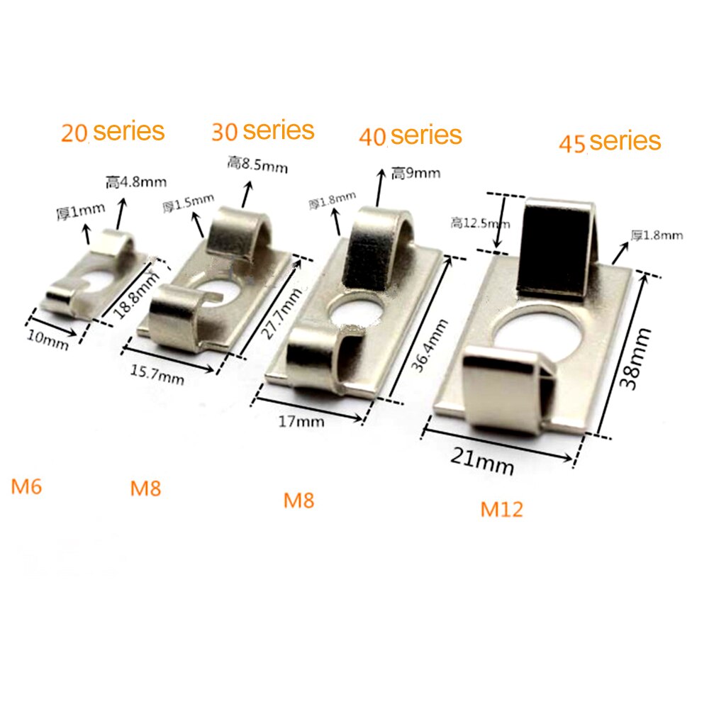 10pcs/lot M6 M8 M12 EU Elastic Connector Fastener 20 30 40 45 Series Aluminum Profile Accessories