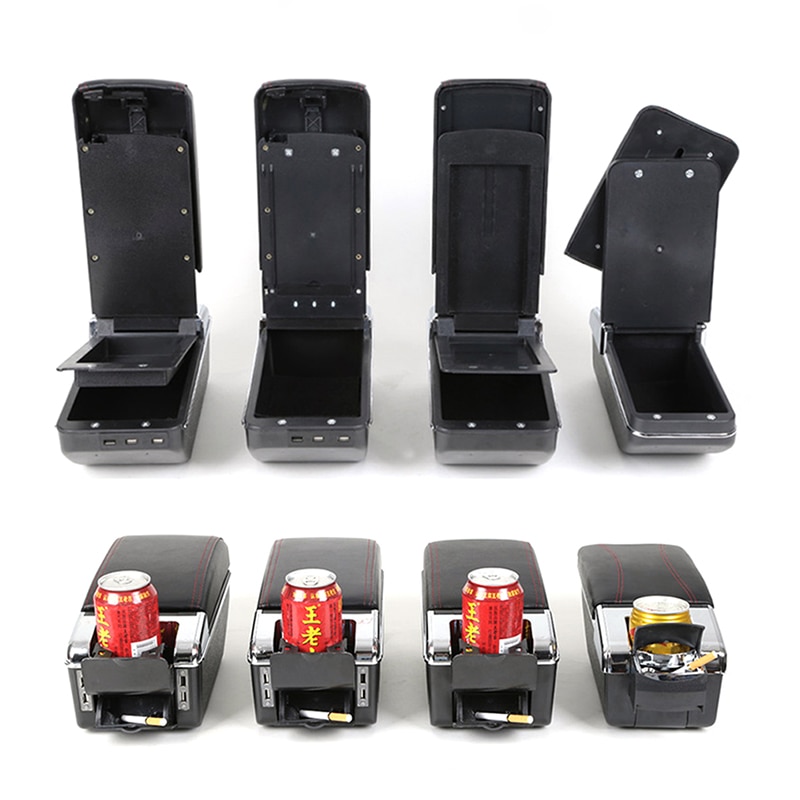 Accoudoir multifonction pour peugeot 206 et 206+ 207, accessoires, accoudoir en cuir, boîte de rangement double couche, décoration intérieure