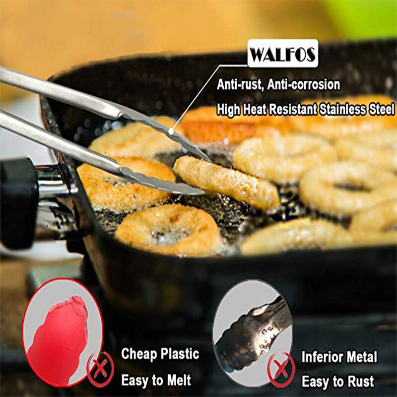 Walfos Bbq Grillen Tong Salade Serveren Voedsel Tong Rvs Metalen Keuken Tang Barbecue Koken Locking Tong