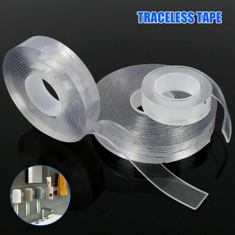 Dubbelzijdige Tape Traceless Wasbare Plakband Grip Nano Onzichtbare Rode Gel Tapes Transparante Magic Gel