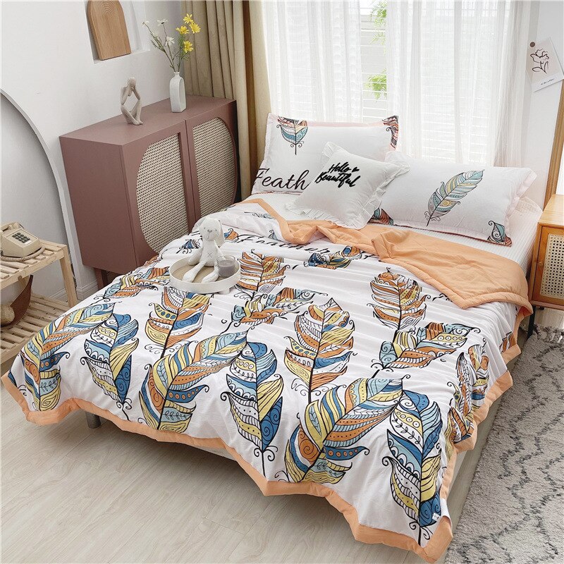 Frühling und Sommer Gewaschen Reine Baumwolle Quilt klimaanlage Dünne Bettdecke Gedruckt Haut-freundliche Sommer Quilt 200x230cm: Color 9