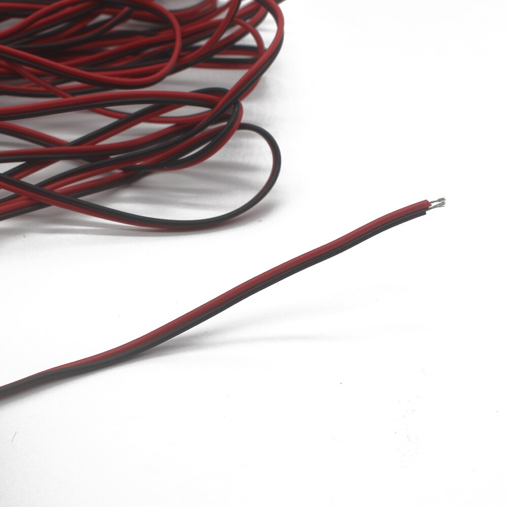 Cable negro rojo de 2 pines, cobre estañado 22AWG, cable aislado de PVC, cable electrónico, cable LED 5/10/20/50/100m