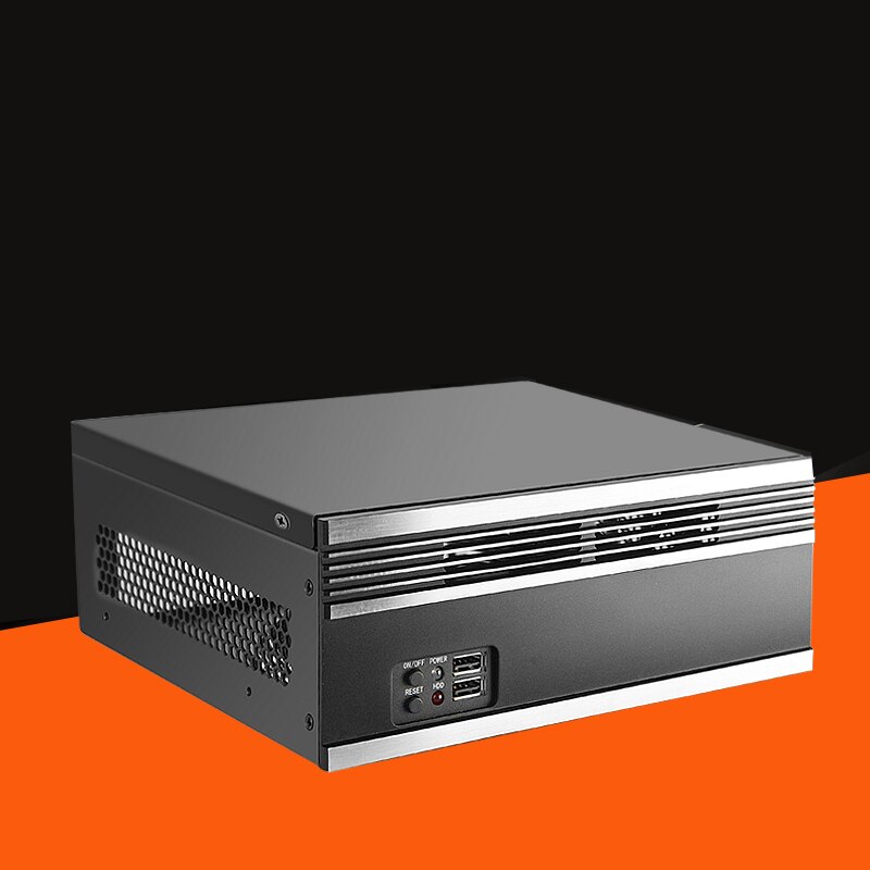 Itx behuizing geborsteld aluminium paneel draagbare mini computerbehuizing eenvoudige kleine behuizing horizontale industriële besturingskast
