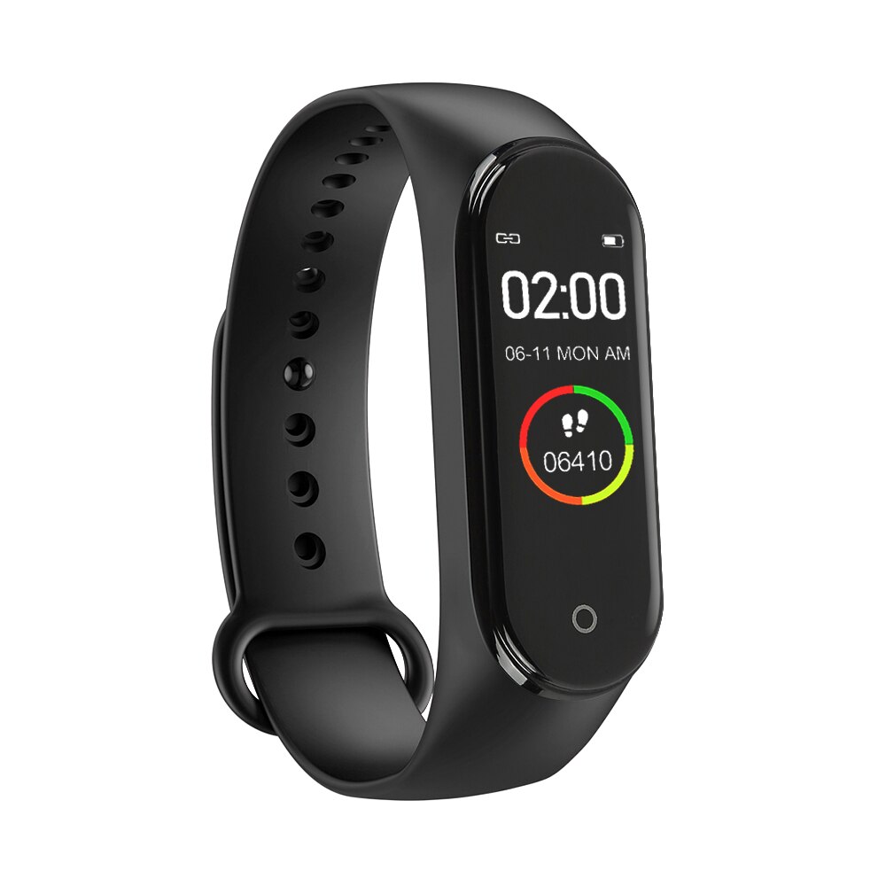 M4 banda inteligente rastreador de fitness relógio esporte pulseira freqüência cardíaca monitor de pressão arterial smartband saúde fitness rastreador: Preto