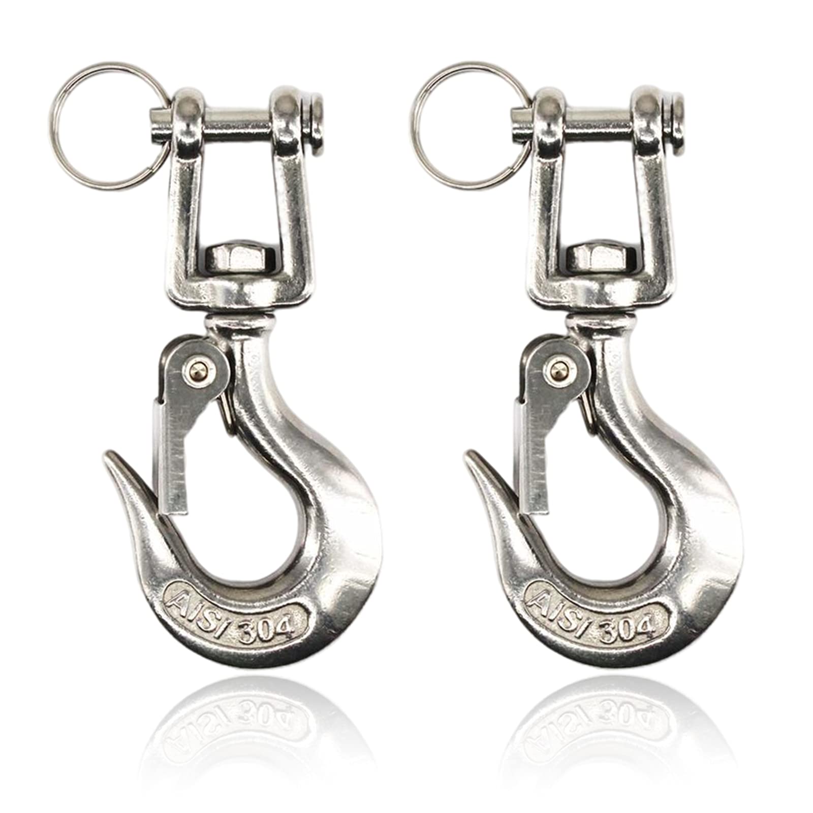 2Pcs 3/16 Inch Slip Hook 304 Stainless Steel Clevis Slip Hook American Type Swivel Lifting Hook with Safety Latch (150kg/330lb): Default Title