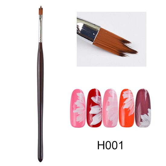 1 pinceau nail art pour peinture, dessin, vernis, poudre, fleur, dégradé, gel uv, dessin, nail art, manucure, poignée trh 001-008: H001