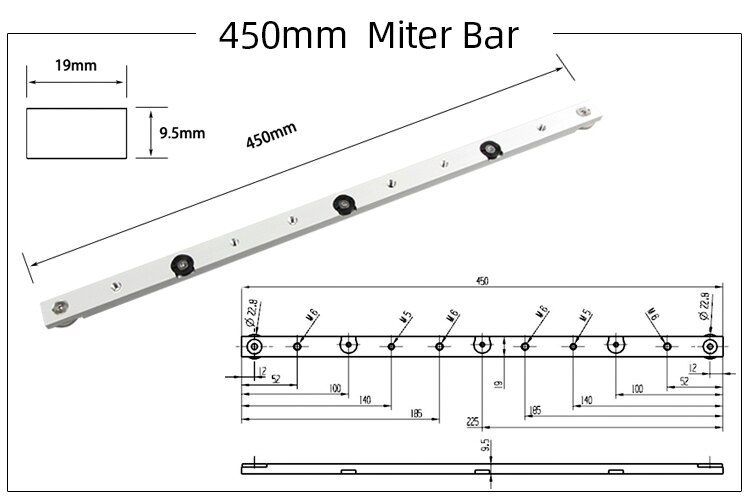 GKTOOLS Aluminium alloy T-tracks Slot Miter Track And Miter Bar Slider Table Saw Miter Gauge Rod Woodworking Tools DIY: 1PCS 450mm  Miter Ba