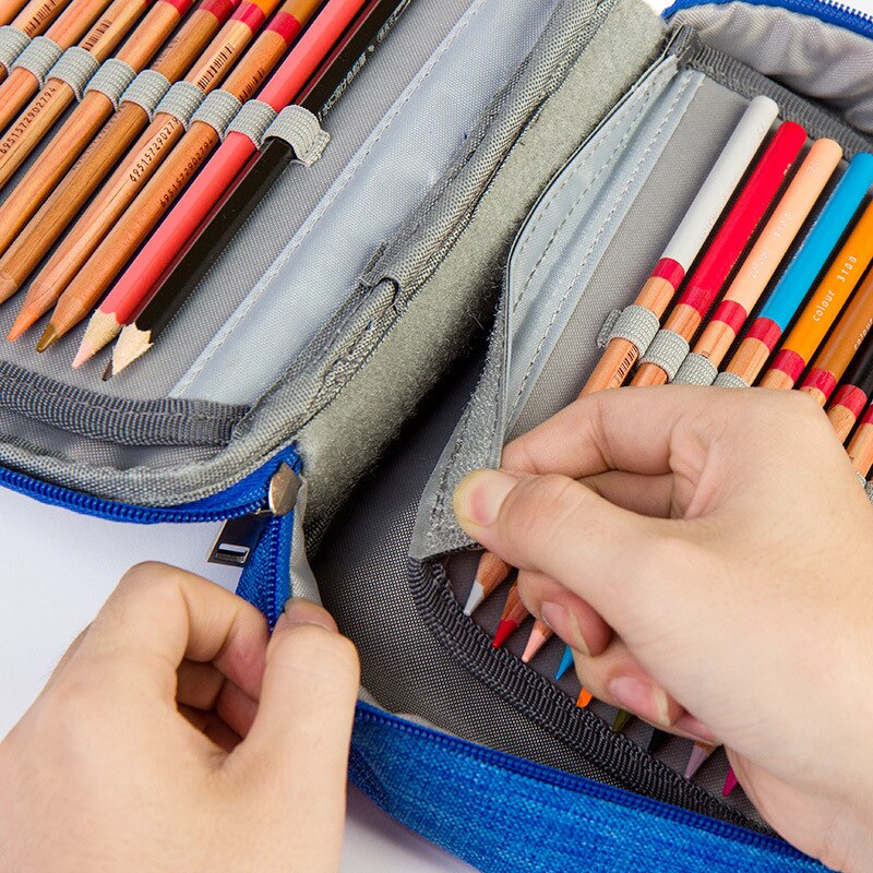 School Potlood Gevallen Voor Meisjes Jongen Pencilcase 72 Gaten Pen Box Canvas Multifunctionele Opbergtas Case Pouch Briefpapier Kit