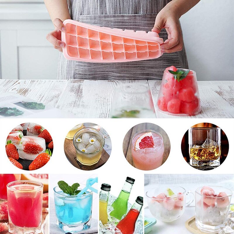 24 galler silikon isbitsbricka form glass gör form bröllop frukt choklad dessert dekoration gör-det-själv verktygsbricka med lock