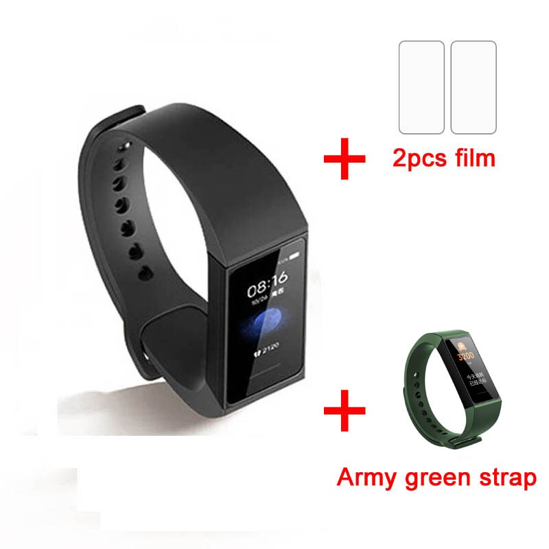 Xiaomi redmi band smart puls fitness sport tracker bluetooth 5.0 vandtæt armbånd touch stor farveskærm armbånd: Tilføj hærgrøn rem