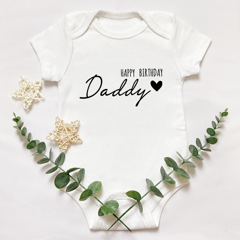 Gelukkige Verjaardag Daddy Letters Print Baby Bodysuit Baby Groeien Voor Baby Peuter Jongens Meisje 100% Katoen Romper Jumpsuit