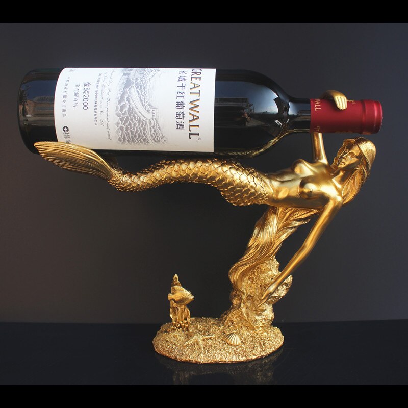 mermaid wine rack modern minimalist European wine bottle holder resin crafts home wine cooler decoration ornaments