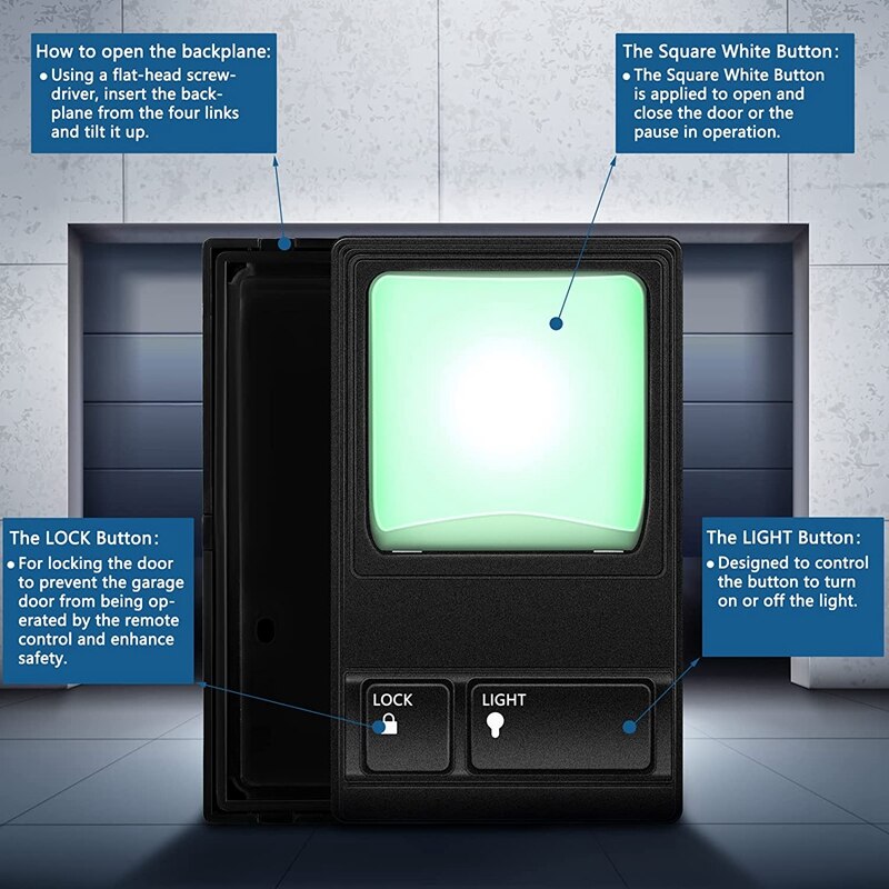 2Pcs Multi-Function Control Panel Replacement Panel Wall Keypad Button For 78LM 81LM 371LM 971LM Garage Door Opener